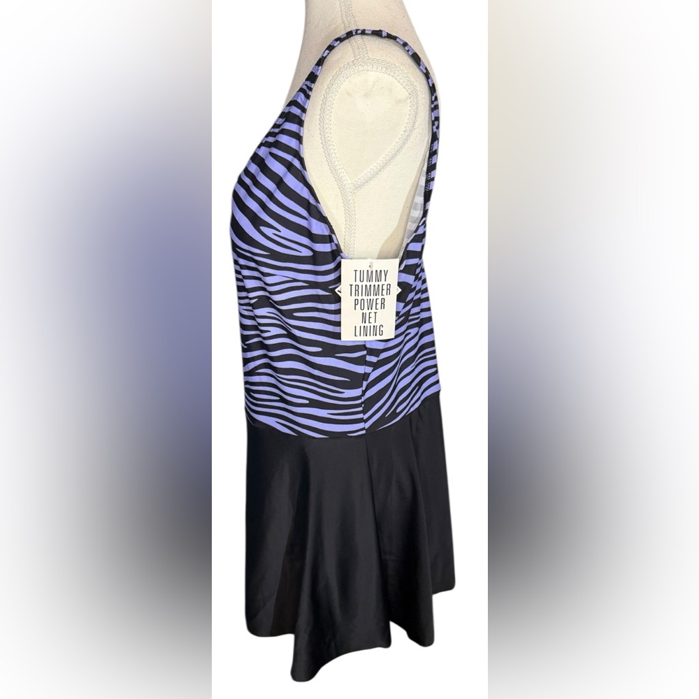 BLAIR New with tags WOMEN'S one piece swimsuit skirt purple black zebra Size 22W